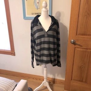 Gimmicks by BKE Flowy Striped Button Up Top